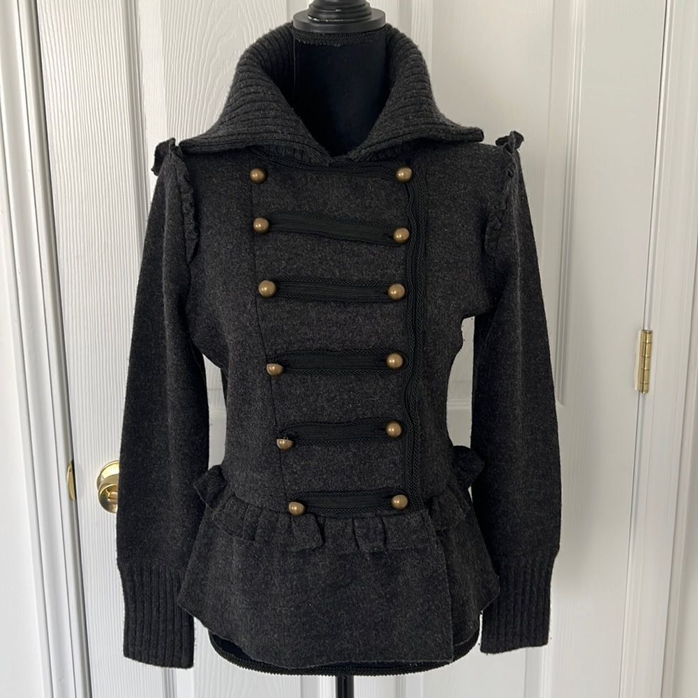 Loft Anna Taylor military gray wool jacket blazer Sz petite medium